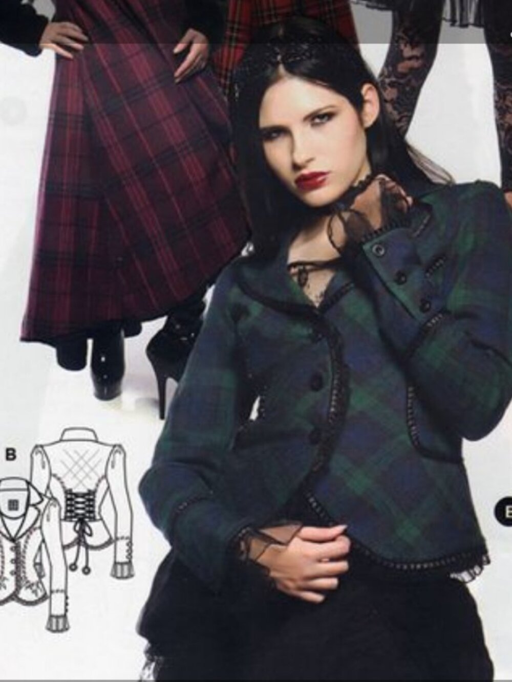 Vintage Lip Service Green "Tarts In Tartan" Plaid Jacket Whimsigoth Westwood
